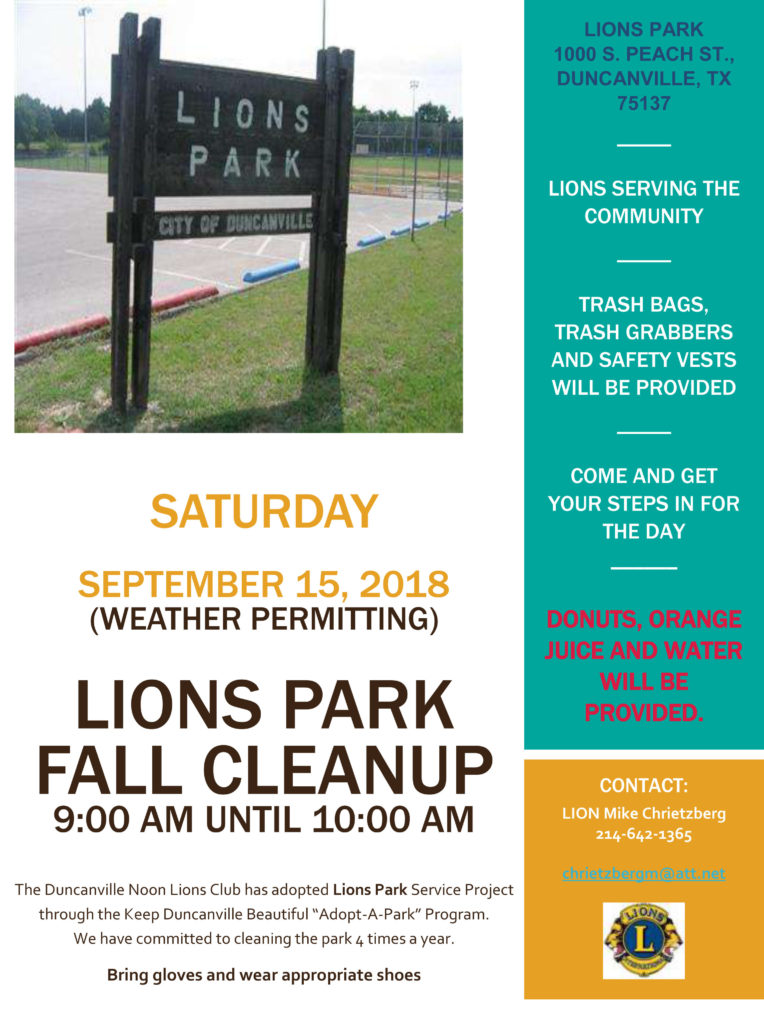 Lions Park Fall Clean-up